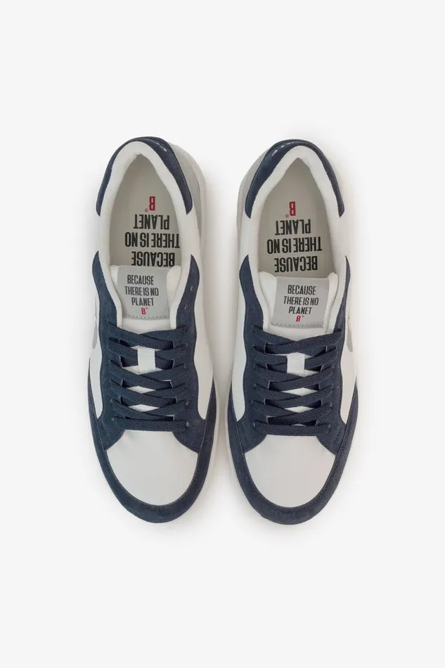 Men Navy Blue Deia Vegan Leather Trainers Ecoalf Sneakers