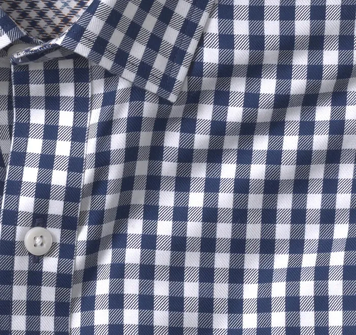 Men NonIron Dress Shirt Navy Twill Gingham JohnstonandMurphy Shirts Men NonIron Dress Shirt Navy Twill Gingham JohnstonandMurphy Shirts