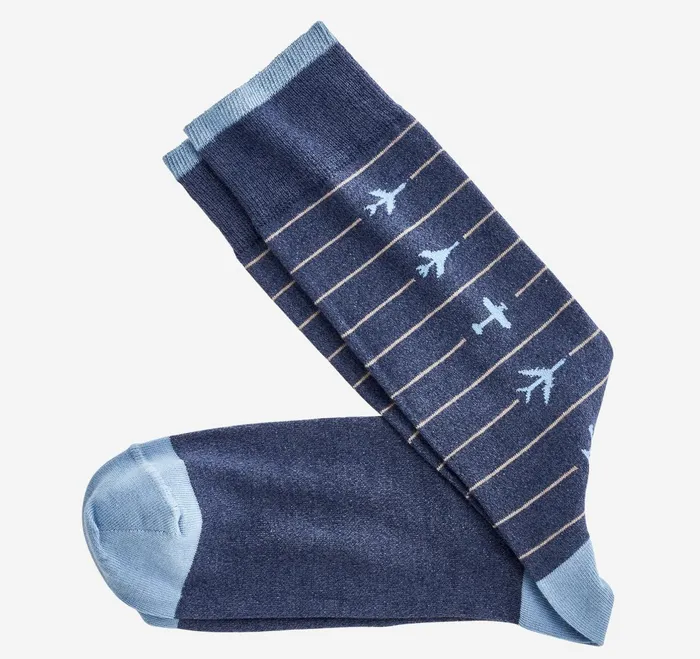 Men Novelty Socks Blue Airplane JohnstonandMurphy Socks