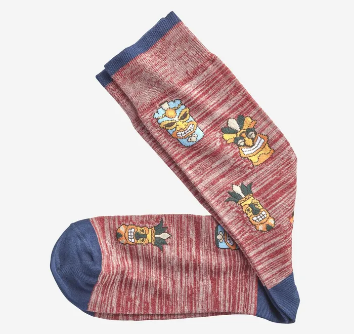 Men Novelty Socks Pink Tiki Head JohnstonandMurphy Socks