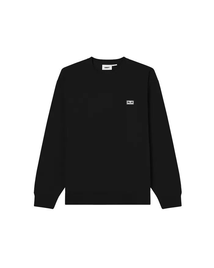 Men OBEY Clothing EST WORKS EYES CREWNECK Black SWEATSHIRTS