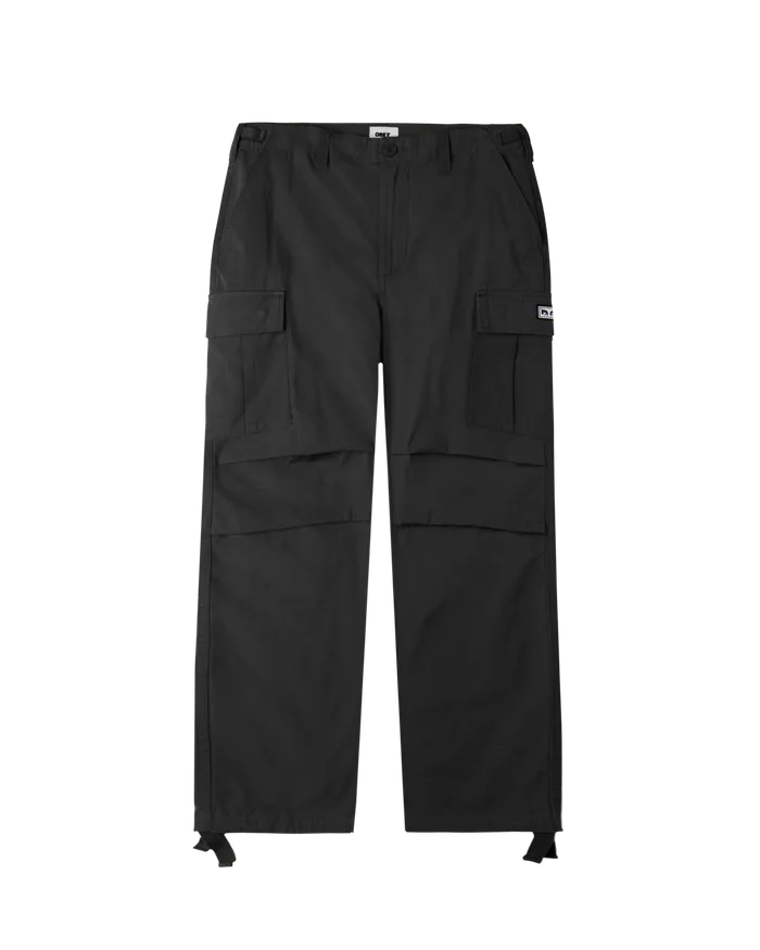Men OBEY Clothing HARDWORK RIPSTOP CARGO PANT Black BOTTOMS