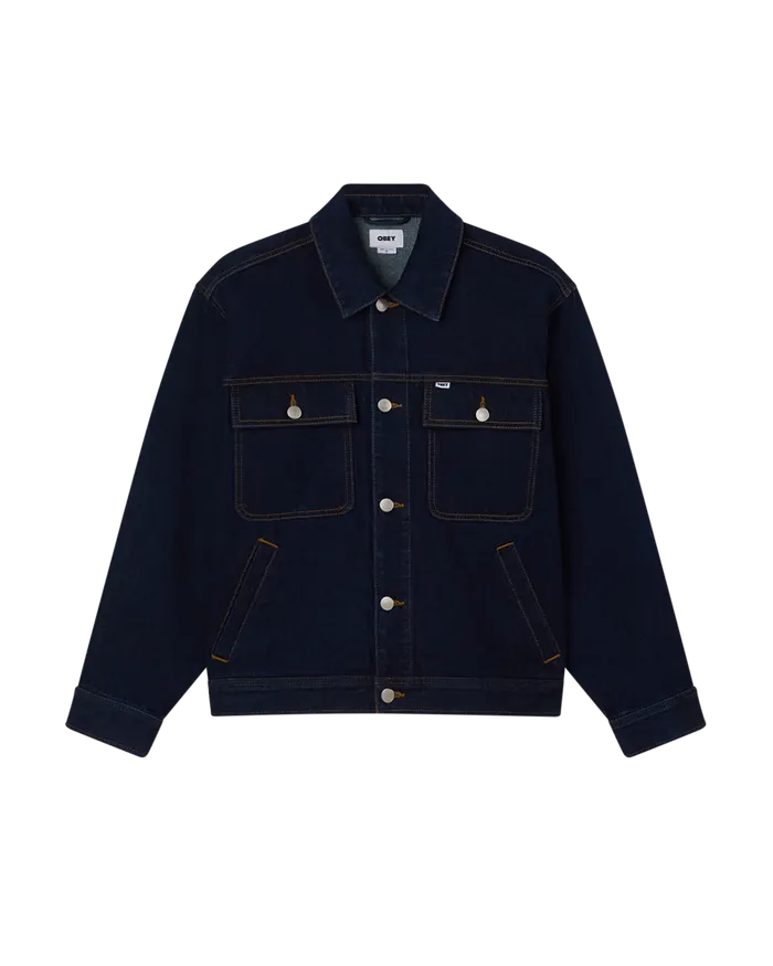 Men OPENA JACKET Rinse Indigo JACKETS OBEY Clothing