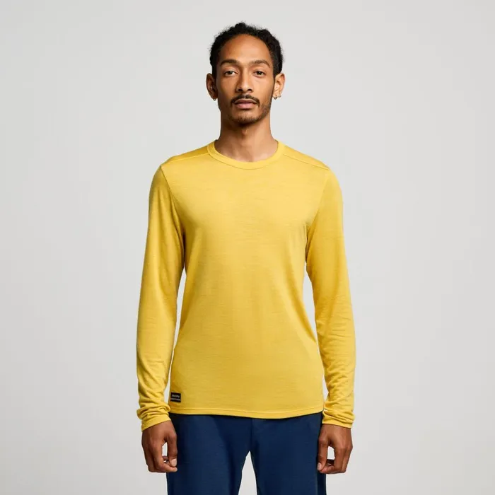 Men Peregrine Merino Long Sleeve Oak Heather Saucony Tops