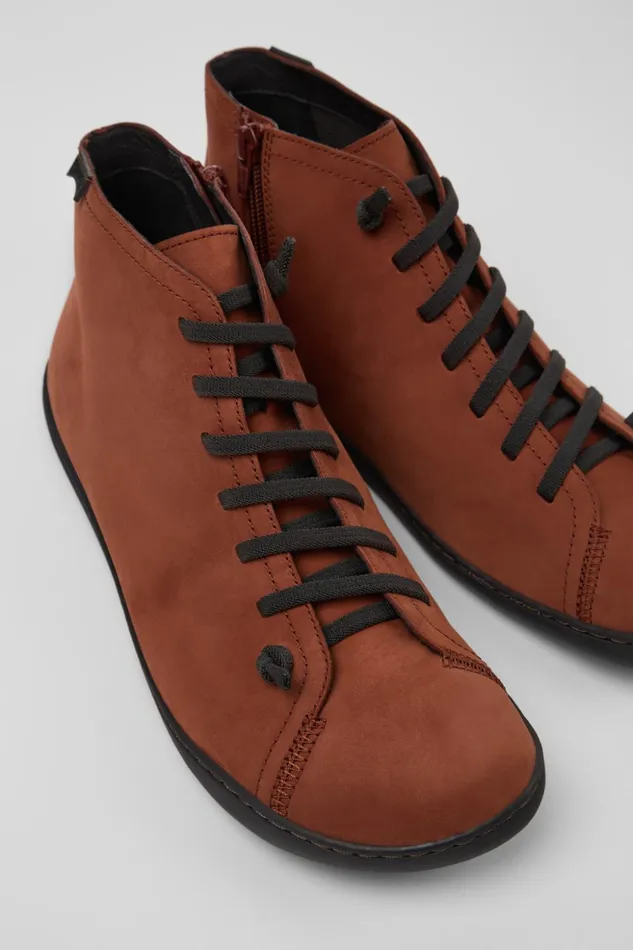 Men Peu Red Nubuck Ankle Boots Camper Ankle Boots