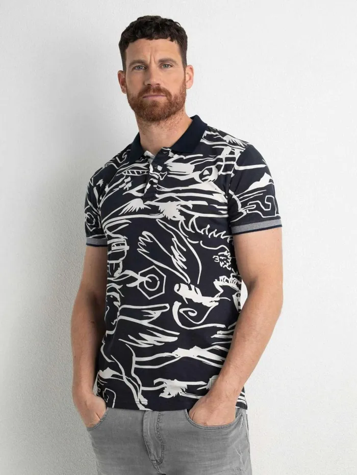 Men Polo Shirts Petrol Industries Artwork Polo Shirt Midnight Navy