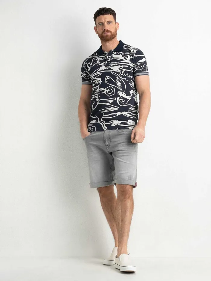 Men Polo Shirts Petrol Industries Artwork Polo Shirt Midnight Navy
