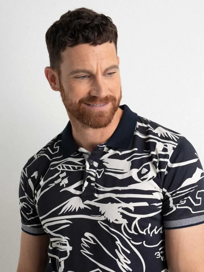 Men Polo Shirts Petrol Industries Artwork Polo Shirt Midnight Navy