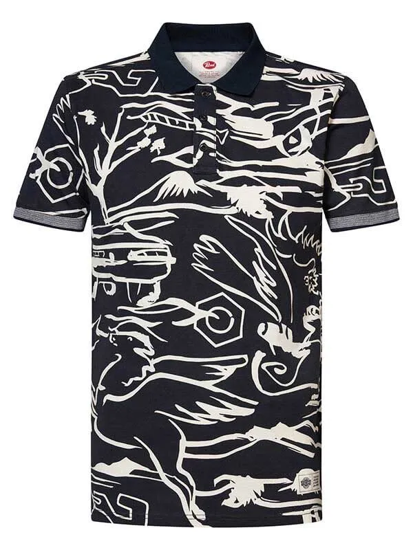 Men Polo Shirts Petrol Industries Artwork Polo Shirt Midnight Navy