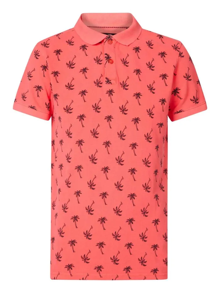 Men Polo Shirts Petrol Industries Palm Tree Polo Shirt Fiery Coral