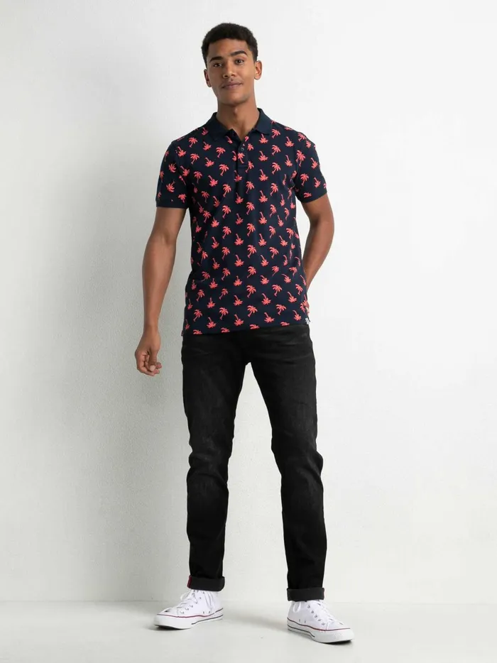 Men Polo Shirts Petrol Industries Palm Tree Polo Shirt Midnight Navy