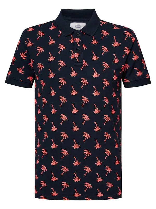Men Polo Shirts Petrol Industries Palm Tree Polo Shirt Midnight Navy