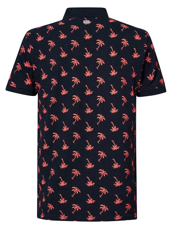 Men Polo Shirts Petrol Industries Palm Tree Polo Shirt Midnight Navy