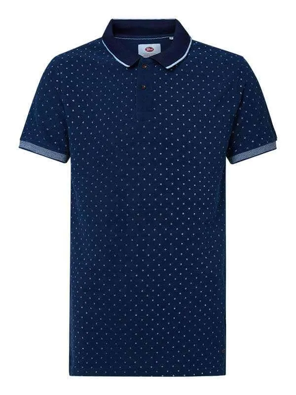 Men Polo Shirts Petrol Industries Polo Shirt With Mini Print Midnight Navy