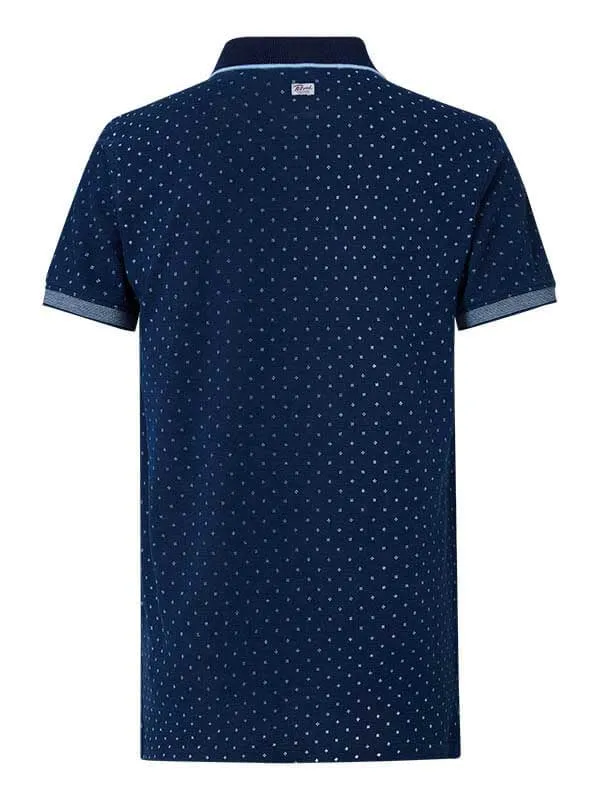 Men Polo Shirts Petrol Industries Polo Shirt With Mini Print Midnight Navy
