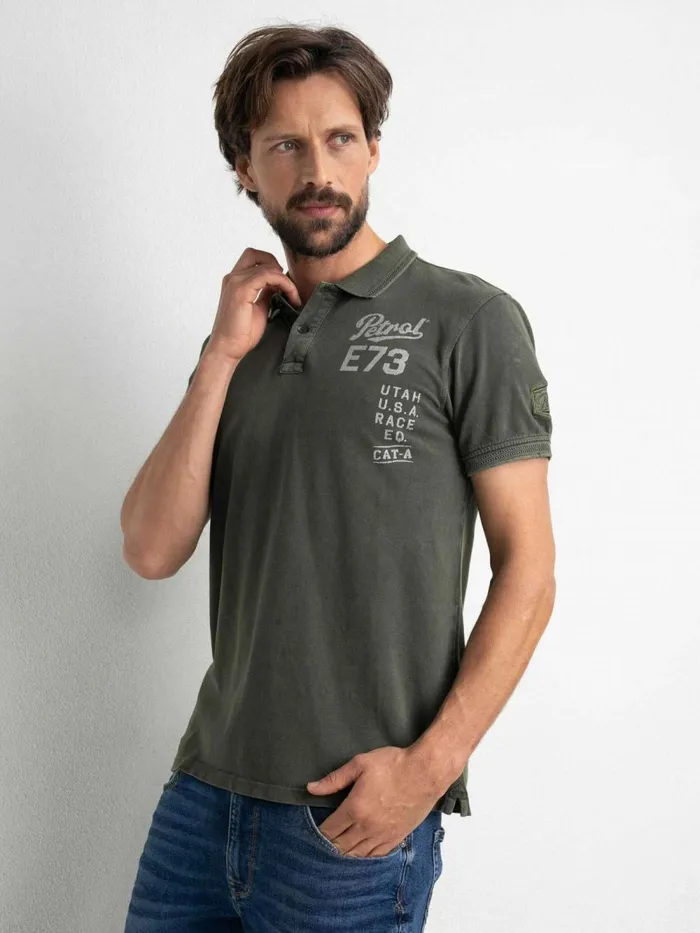 Men Polo Shirts Petrol Industries VintageLook Polo Shirt Forest Night