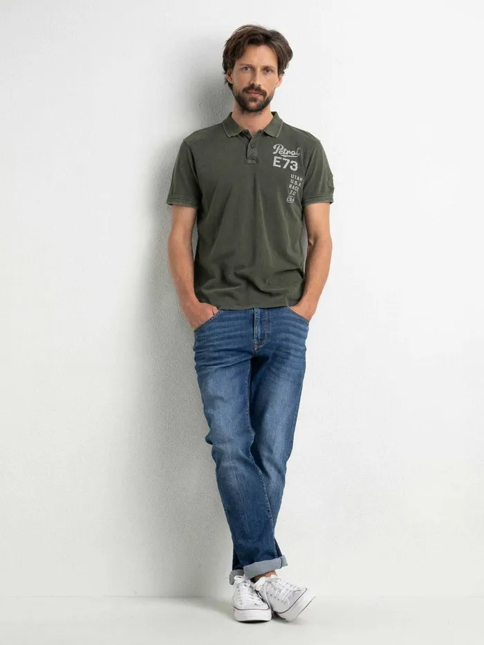 Men Polo Shirts Petrol Industries VintageLook Polo Shirt Forest Night