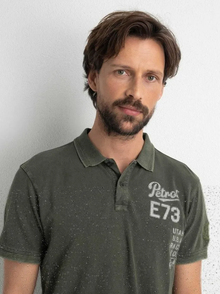Men Polo Shirts Petrol Industries VintageLook Polo Shirt Forest Night