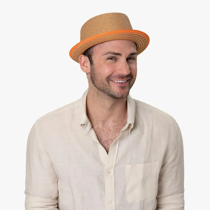 Men Pork Pie Hats Mayser Andy Orange Pork Pie Straw Hat Orange