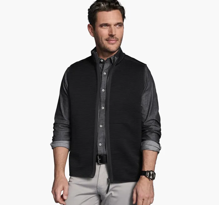 Men Reversible Channel Quilted Vest Gray Heatherblack JohnstonandMurphy Coats Jackets and Vests Men Reversible Channel Quilted Vest Gray Heatherblack JohnstonandMurphy Coats Jackets and Vests