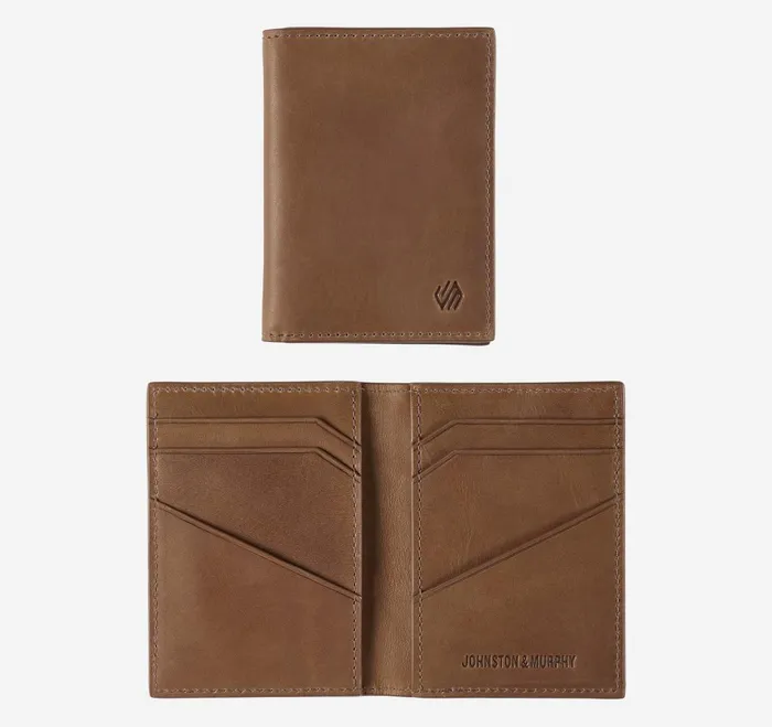Men Rhodes Bifold Card Case Tan Full Grain JohnstonandMurphy Wallets