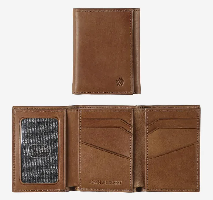 Men Rhodes Trifold Wallet Tan Full Grain JohnstonandMurphy Wallets