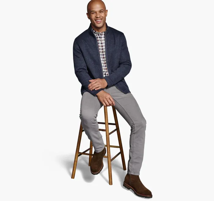 Men Ribbed Full Zip Sweater Navy JohnstonandMurphy Sweaters and Knits Men Ribbed Full Zip Sweater Navy JohnstonandMurphy Sweaters and Knits