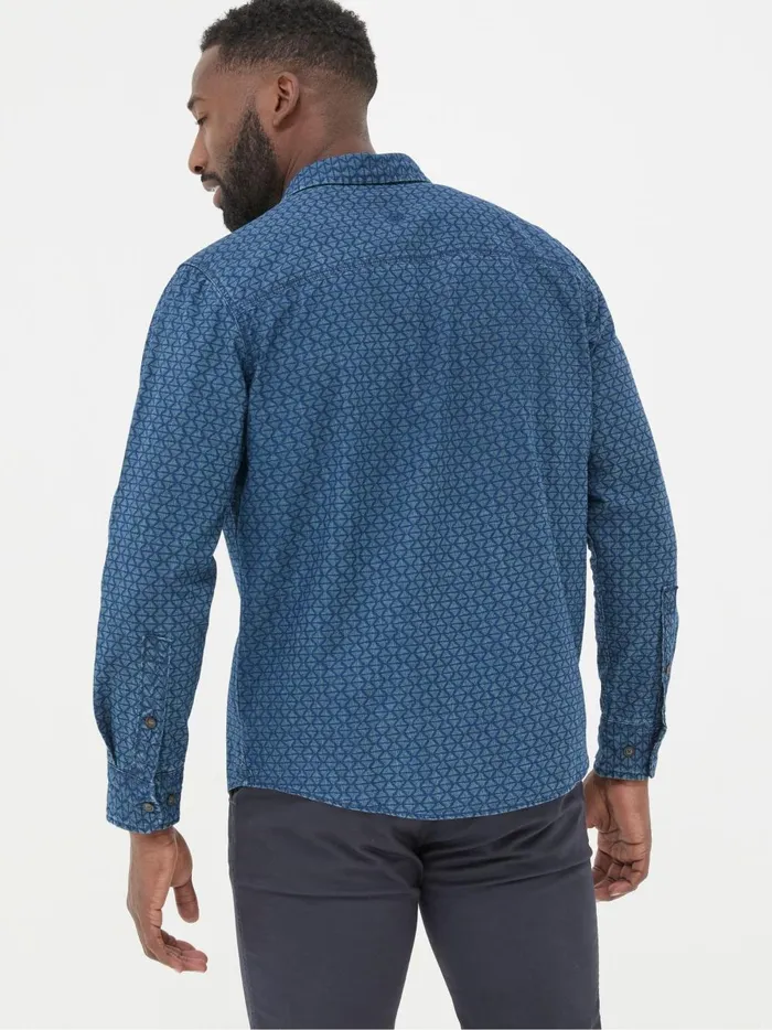 Men Shirts Fat Face Geo Blue Print Shirt