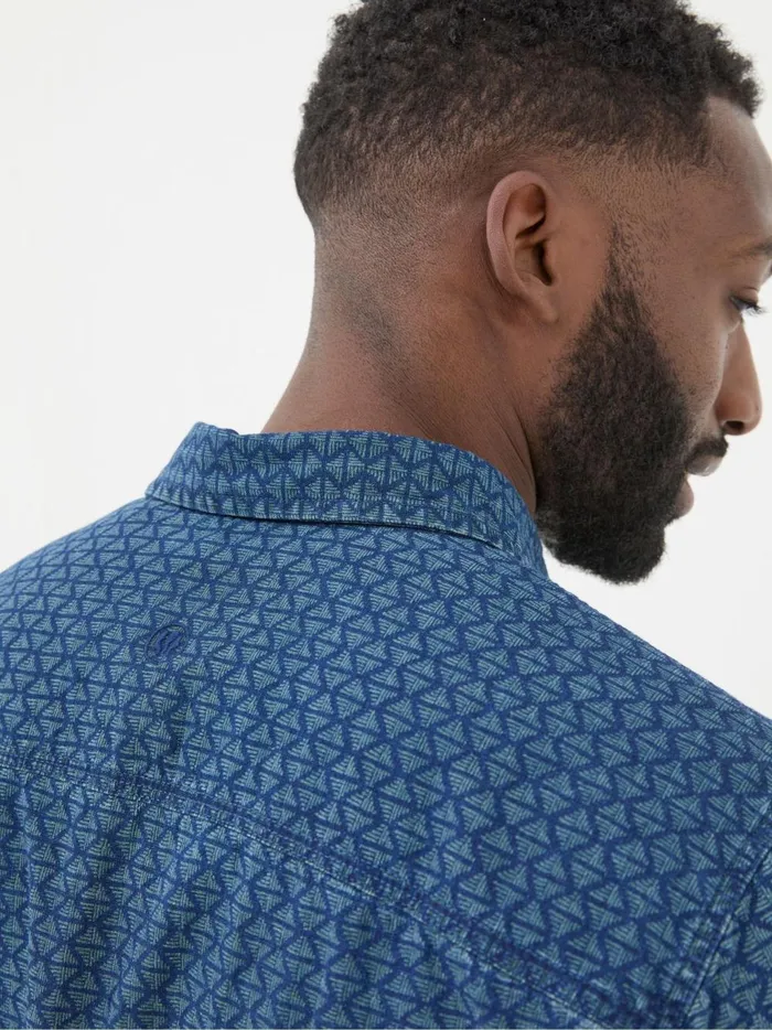 Men Shirts Fat Face Geo Blue Print Shirt