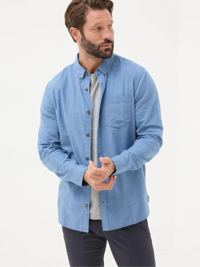 Men Shirts Fat Face Light Blue Long Sleeve Tadlow Shirt