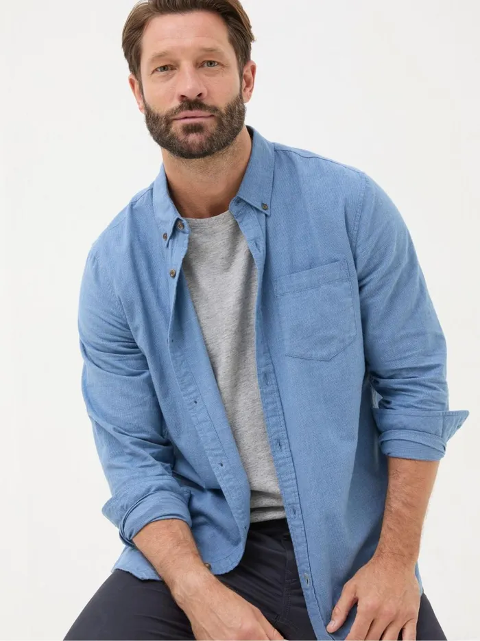 Men Shirts Fat Face Light Blue Long Sleeve Tadlow Shirt
