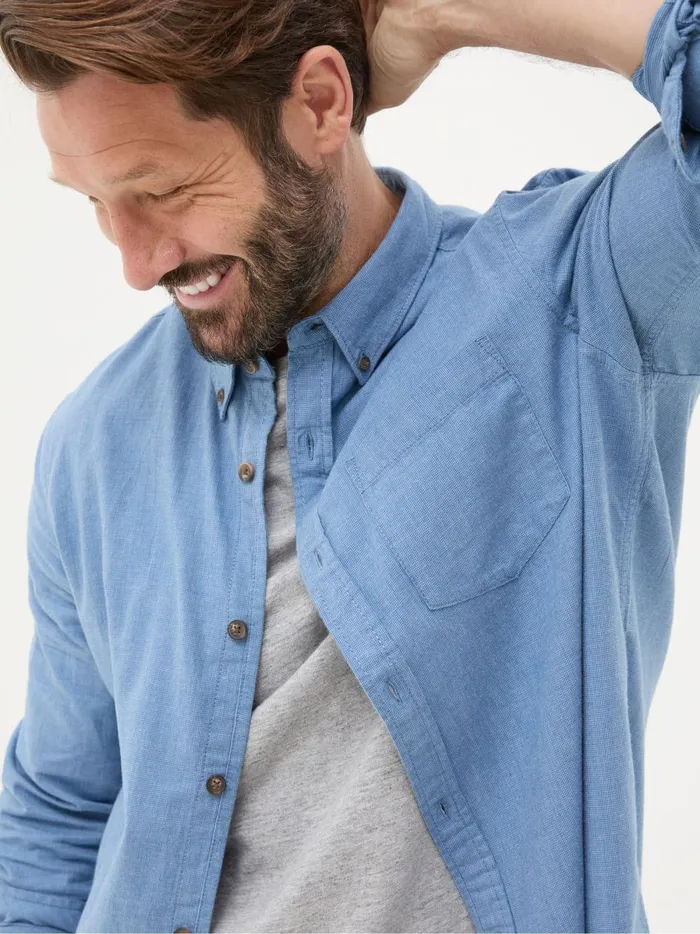 Men Shirts Fat Face Light Blue Long Sleeve Tadlow Shirt