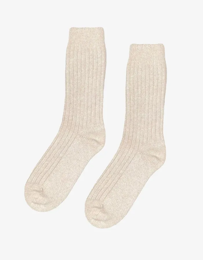 Men Socks and Colorful Standard Merino Wool Blend Sock Ivory White