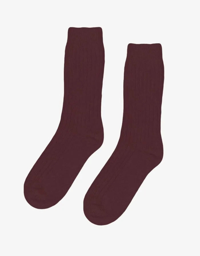 Men Socks and Colorful Standard Merino Wool Blend Sock Oxblood Red