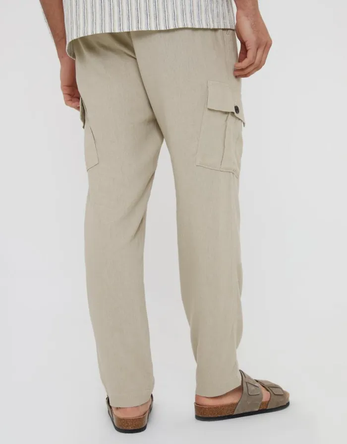 Men Stone Linen Blend Cargo Trousers Threadbare Cargo Men Stone Linen Blend Cargo Trousers Threadbare Cargo