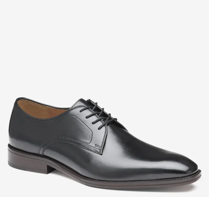 Men Sullivan Plain Toe Black Italian Calfskin JohnstonandMurphy LaceUps