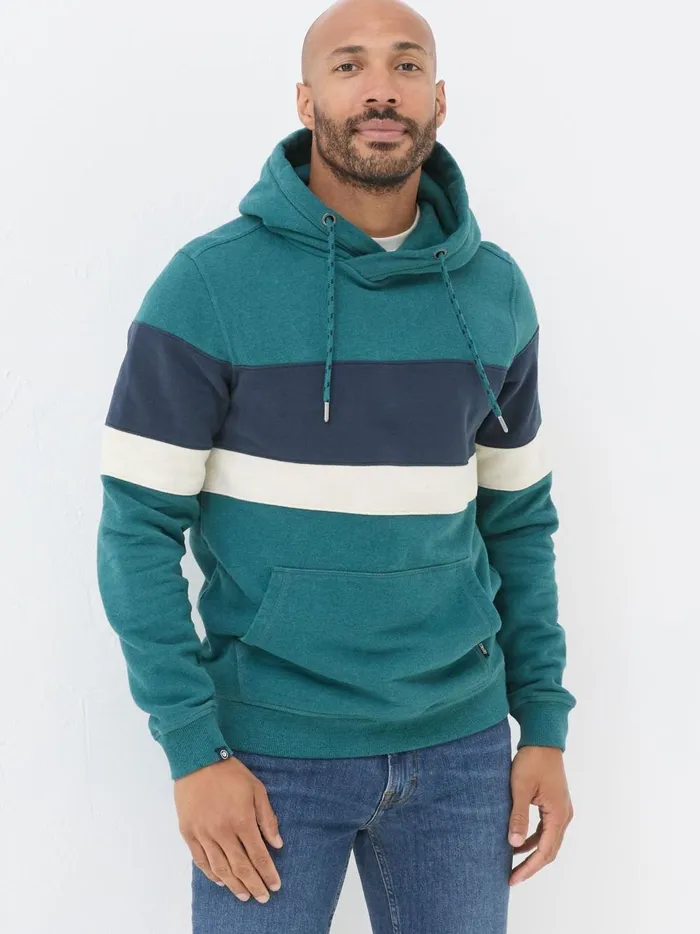 Men Sweatshirts and Hoodies Fat Face Brooke Green Overhead Hoodie