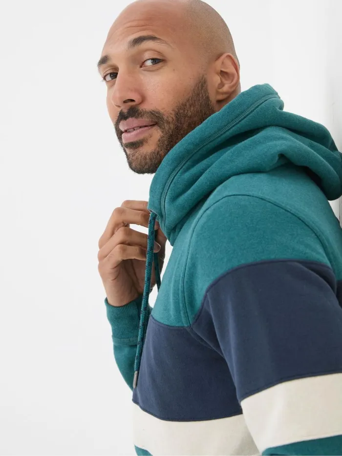 Men Sweatshirts and Hoodies Fat Face Brooke Green Overhead Hoodie