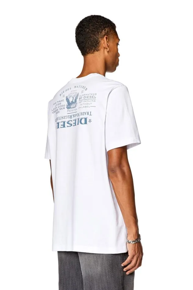 Men TJustL4 White Diesel Tshirts Men TJustL4 White Diesel Tshirts