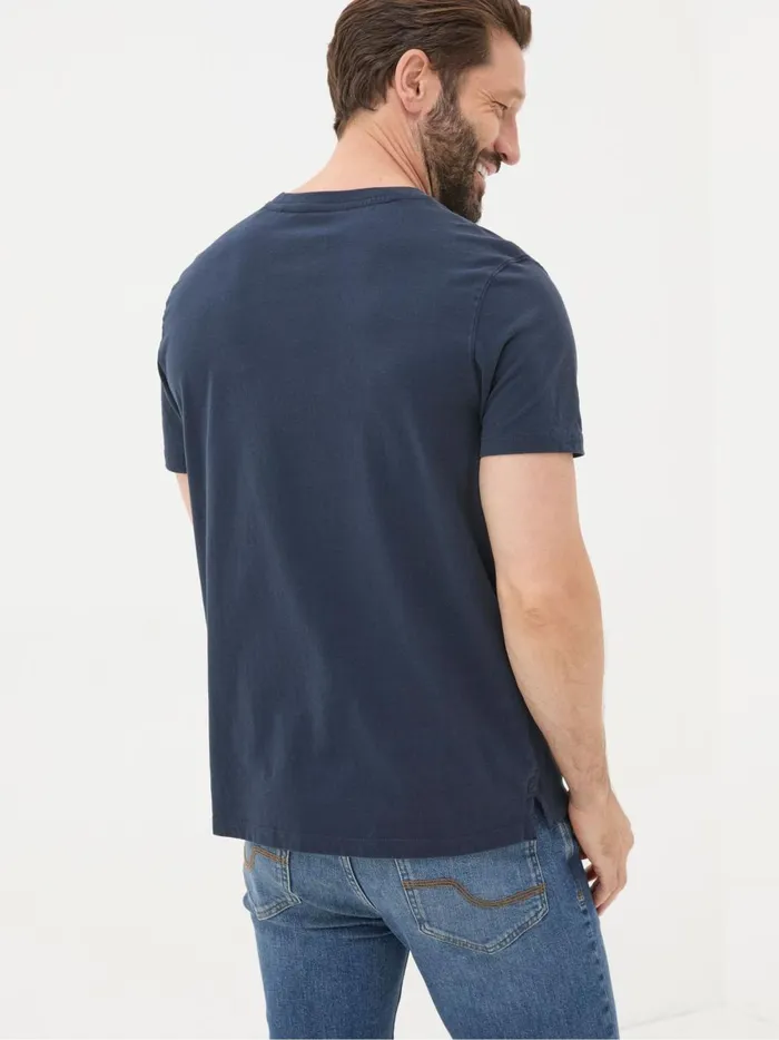 Men TShirts Fat Face Lulworth Navy Blue 100 Cotton Organic Crew TShirt