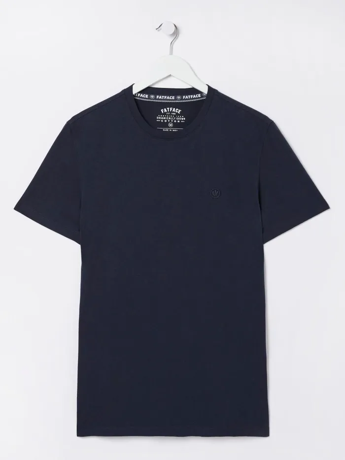 Men TShirts Fat Face Lulworth Navy Blue 100 Cotton Organic Crew TShirt