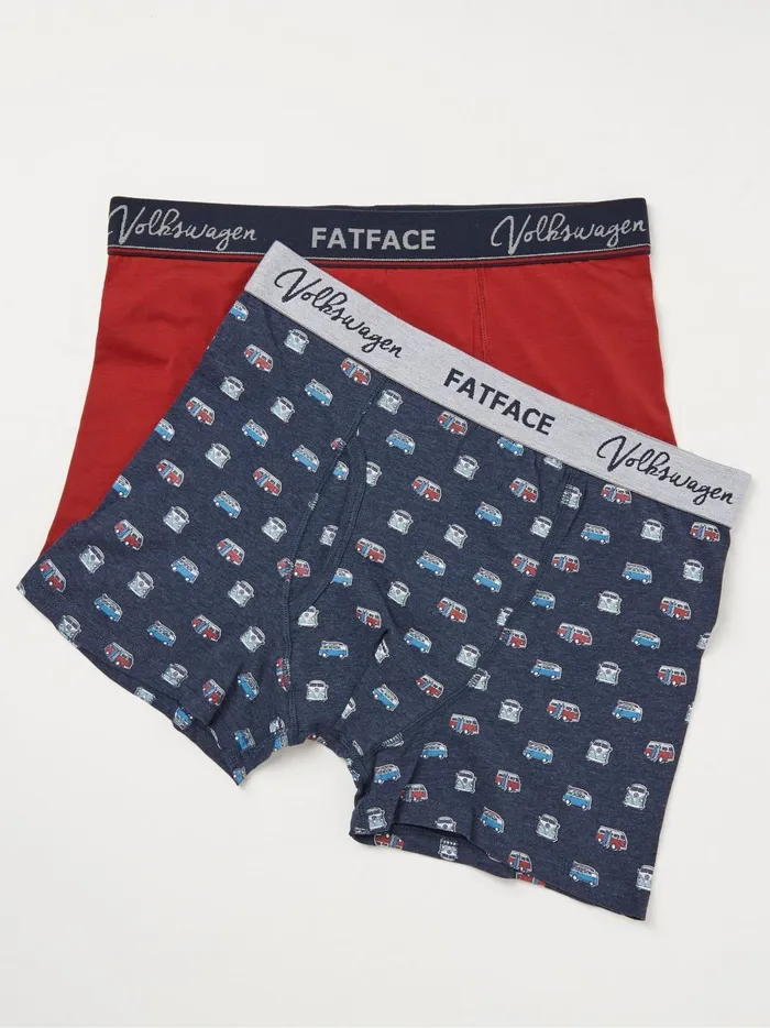 Men Underwear Fat Face Blue Vw Surf Camper Boxers 2 Pack