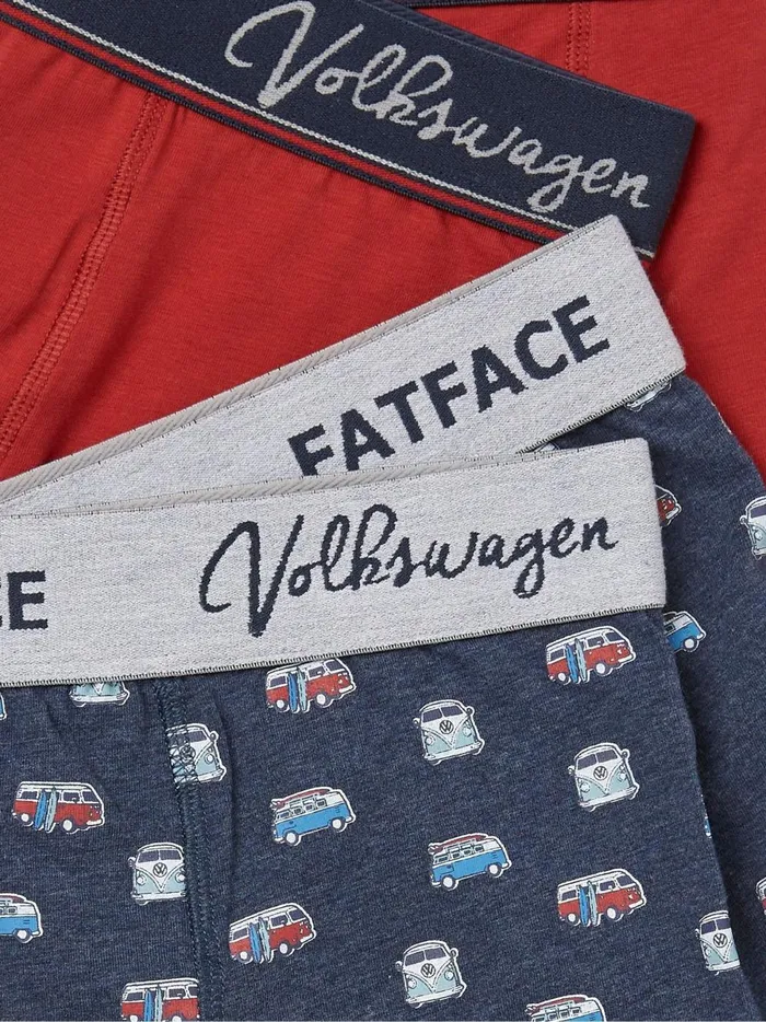 Men Underwear Fat Face Blue Vw Surf Camper Boxers 2 Pack