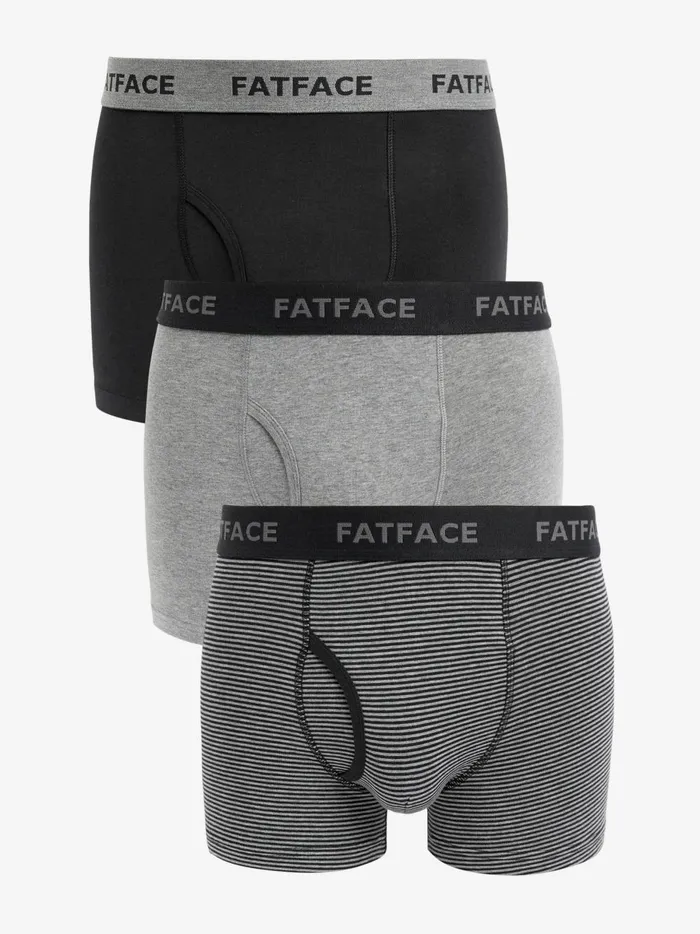 Men Underwear Fat Face Grey Stripe Classic Cotton Boxer 3 Pack