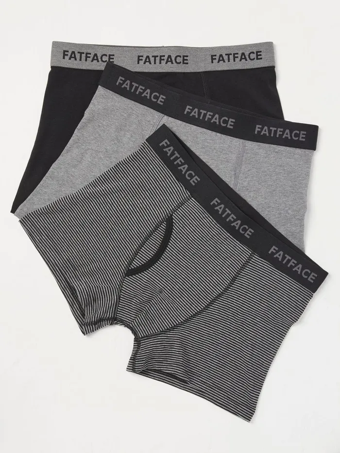 Men Underwear Fat Face Grey Stripe Classic Cotton Boxer 3 Pack