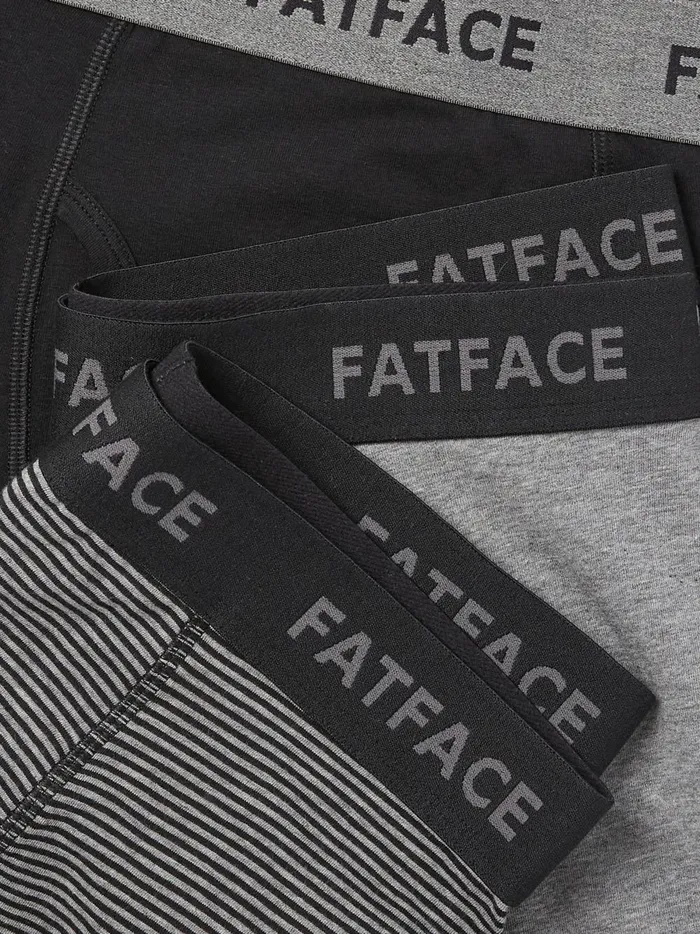 Men Underwear Fat Face Grey Stripe Classic Cotton Boxer 3 Pack