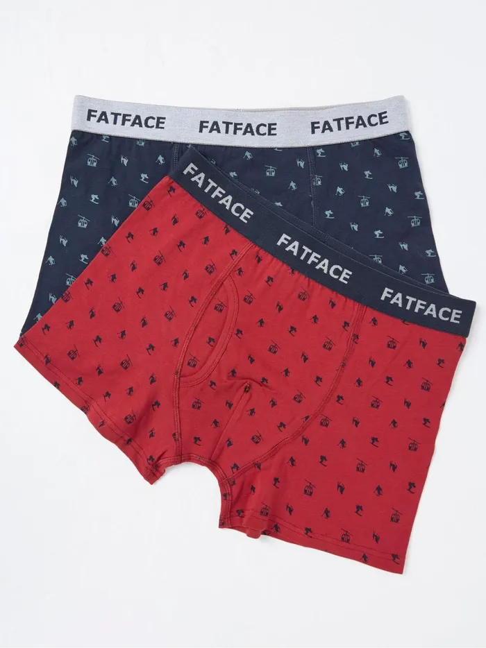 Men Underwear Fat Face Red Ski Scene Boxers 2 Pack