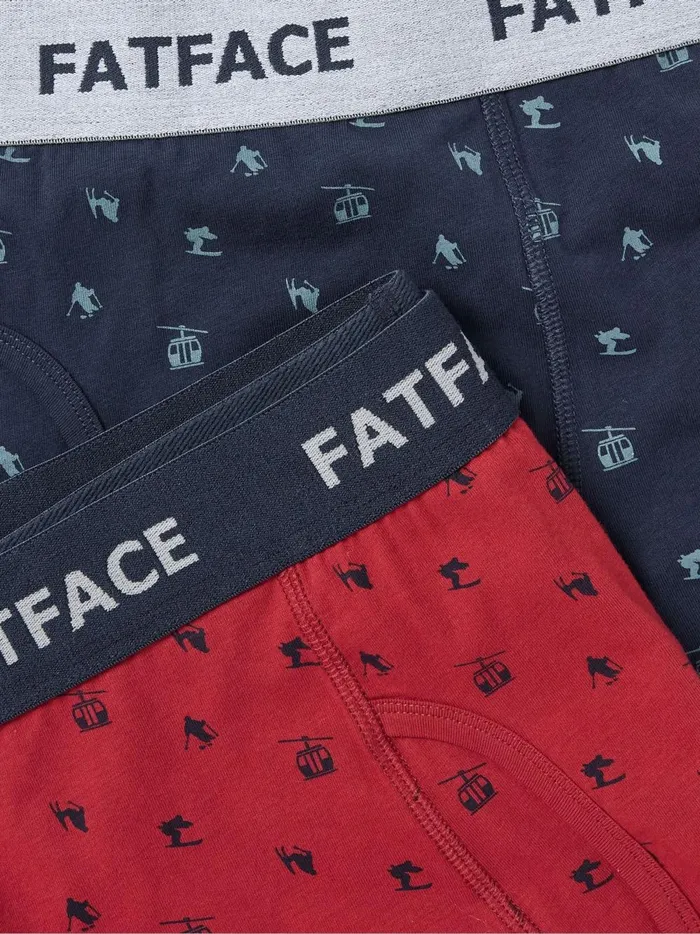 Men Underwear Fat Face Red Ski Scene Boxers 2 Pack