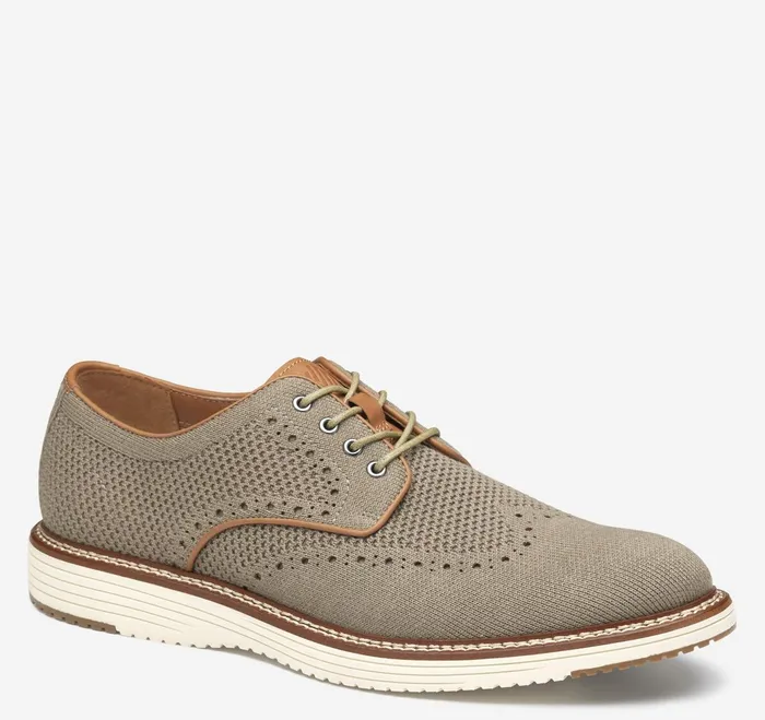Men Upton Knit Wingtip Taupe Heathered Knit JohnstonandMurphy LaceUps