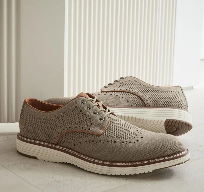 Men Upton Knit Wingtip Taupe Heathered Knit JohnstonandMurphy LaceUps Men Upton Knit Wingtip Taupe Heathered Knit JohnstonandMurphy LaceUps